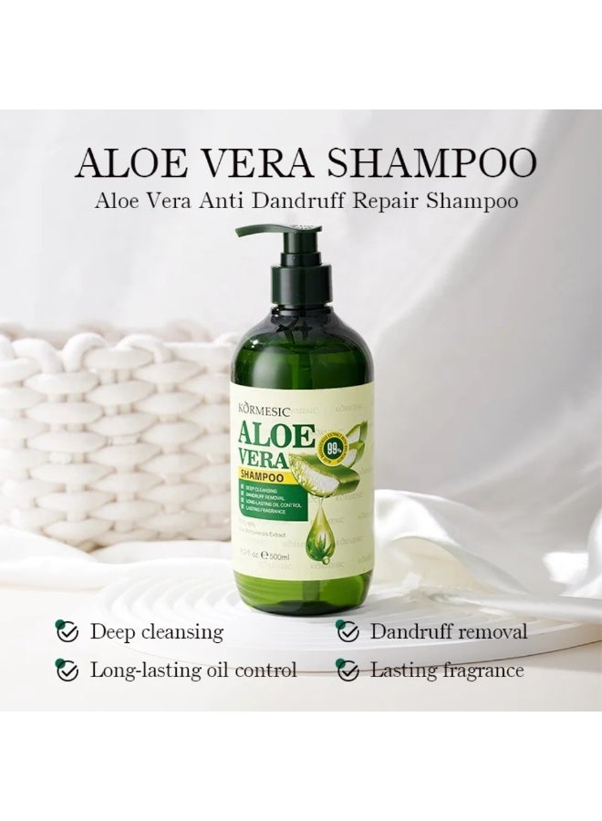 Kormesic 500ml Aloe Vera Shampoo 99% Aloe Vera Extract Deep Cleaning Moisturizing Nourishing Repairing Anti Dandruff Long Lasting Oil Control Hair Shampoo for Women & Men - Image 5