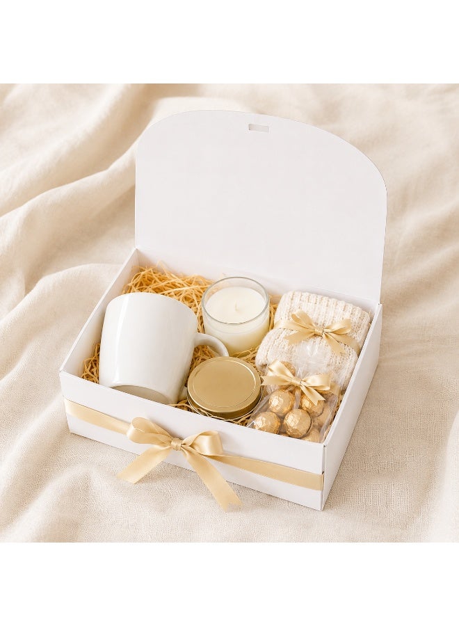 20 Pcs Foldable Gold Satin Bow Decorated White Cardboard Gift Boxes Collapsible Present Storage Boxes for Ramadan Eid Wedding Birthday Party Gift Packaging 16.5x16.5x5cm - Image 4