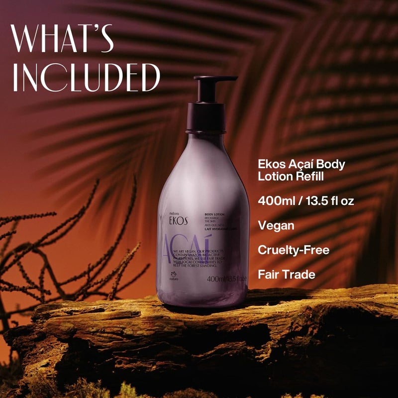 Natura - Ekos AÃ§aÃ­ Revitalizing Body Lotion Refill - Vegan - 24 Hours of Soft Skin - Improves Elasticity - Acai Oil - Brazilian Beauty Secrets - Body Care - 13.5 fl oz (400ml) - Image 4
