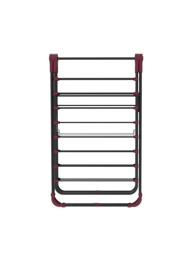 Perilla Isabella Easy-To-Carry Foldable Metal Laundry Drying Rack with Basket Grey and Burgundy 16.5 m 133-15-KRT/17034 - Image 2