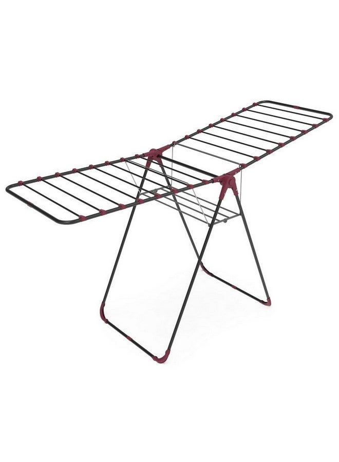 Perilla Isabella Easy-To-Carry Foldable Metal Laundry Drying Rack with Basket Grey and Burgundy 16.5 m 133-15-KRT/17034 - Image 1