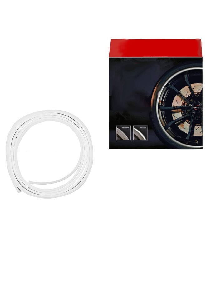 واقيات حواف العجلات لحماية العجلات المصنوعة من سبائك الألومنيوم من خدوش الرصيف وحواف عجلات السيارات وحواف حماية الإطارات وحواف تزيين العجلات وشرائط الصدمات (المقاس: أبيض) - Image 2