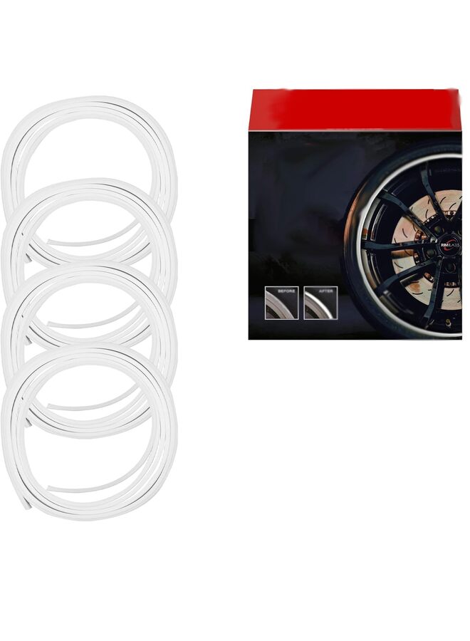 واقيات حواف العجلات لحماية العجلات المصنوعة من سبائك الألومنيوم من خدوش الرصيف وحواف عجلات السيارات وحواف حماية الإطارات وحواف تزيين العجلات وشرائط الصدمات (المقاس: أبيض) - Image 4