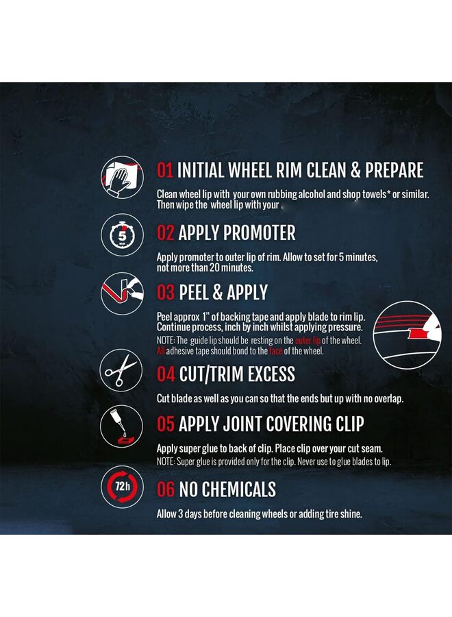 واقيات حواف العجلات لحماية العجلات المصنوعة من سبائك الألومنيوم من خدوش الرصيف وحواف عجلات السيارات وحواف حماية الإطارات وحواف تزيين العجلات وشرائط الصدمات (المقاس: أبيض) - Image 5