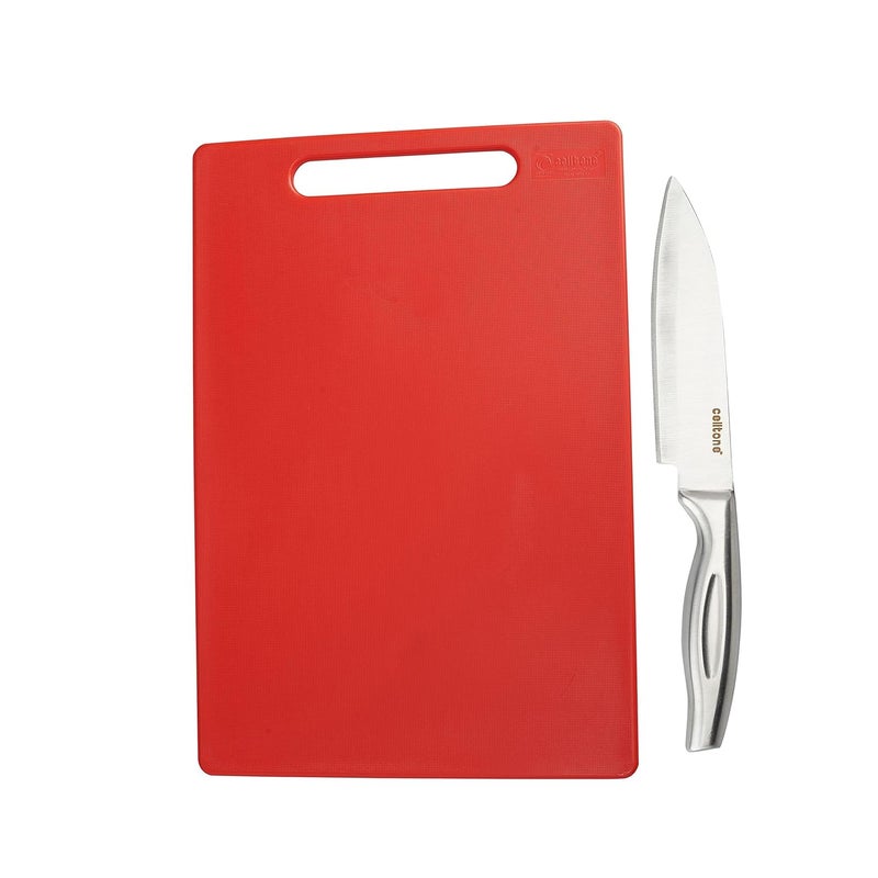 Celltone Chopping Board with Chefs Knife Stainless Steel Premium Kitchen Knife Chefs Knife Big Red - Image 1