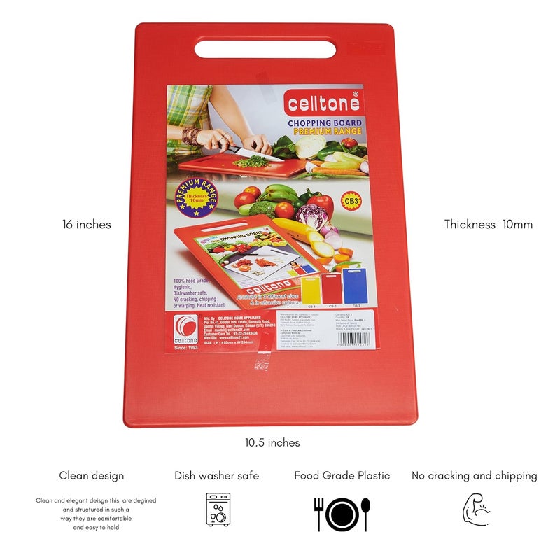 Celltone Chopping Board with Chefs Knife Stainless Steel Premium Kitchen Knife Chefs Knife Big Red - Image 4
