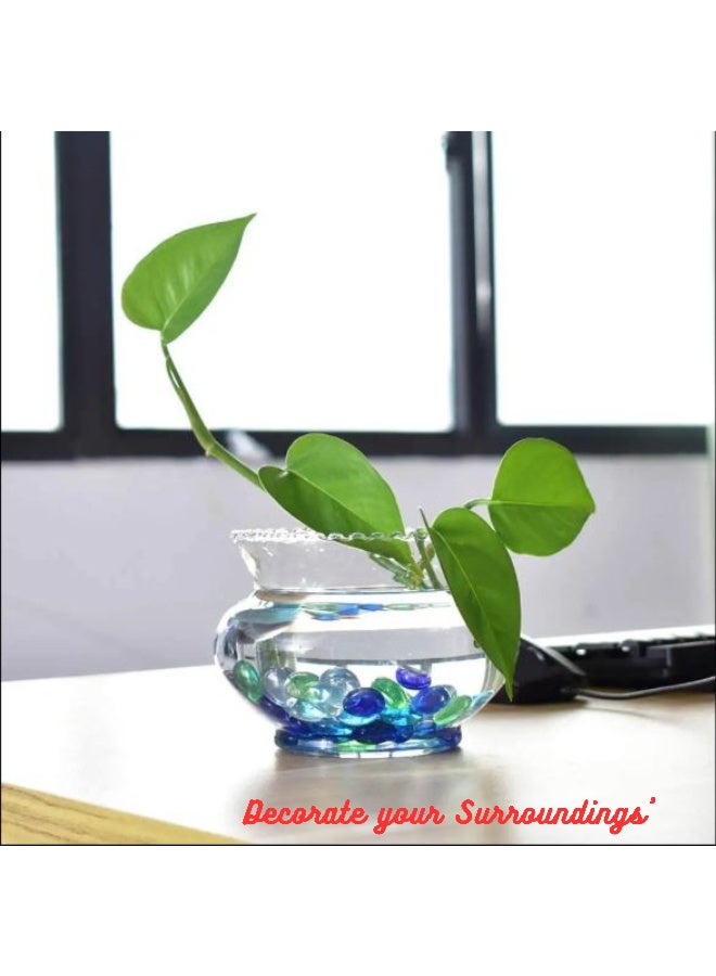 أرابيكو خرز زجاجي مختلط من الأحجار الكريمة، وزن 2.5 رطل، حشوات مزهريات رخامية مسطحة متعددة الألوان، حصى زجاجية مزخرفة لأحواض السمك، تنسيقات الزهور، ديكورات منزلية، ومشاريع حرفية - Image 3