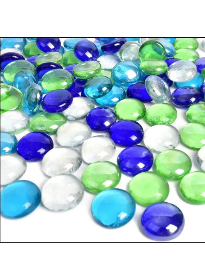 أرابيكو خرز زجاجي مختلط من الأحجار الكريمة، وزن 2.5 رطل، حشوات مزهريات رخامية مسطحة متعددة الألوان، حصى زجاجية مزخرفة لأحواض السمك، تنسيقات الزهور، ديكورات منزلية، ومشاريع حرفية - Image 1