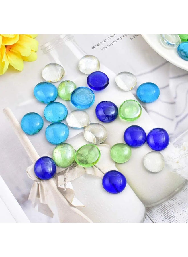 أرابيكو خرز زجاجي مختلط من الأحجار الكريمة، وزن 2.5 رطل، حشوات مزهريات رخامية مسطحة متعددة الألوان، حصى زجاجية مزخرفة لأحواض السمك، تنسيقات الزهور، ديكورات منزلية، ومشاريع حرفية - Image 2