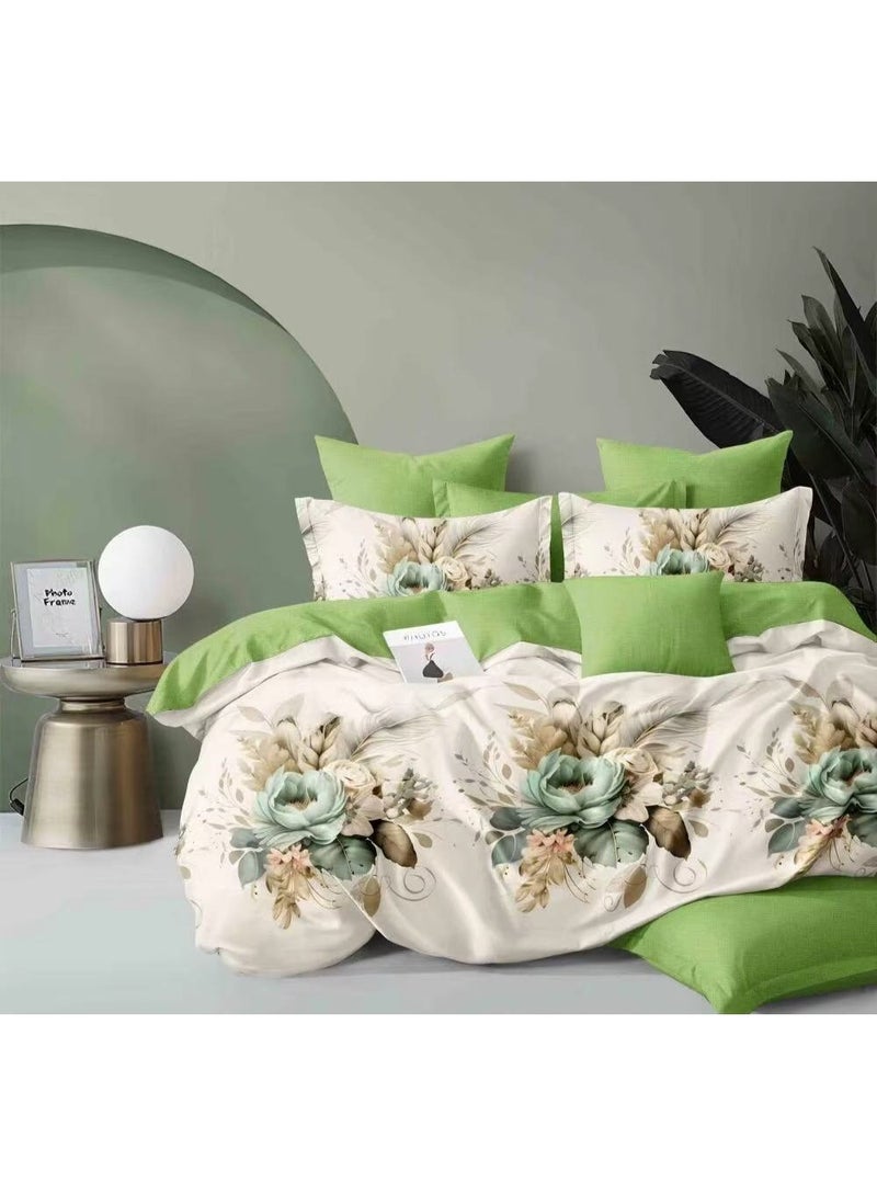 طقم سرير ملكي فاخر (6 قطع) – غطاء لحاف ناعم وقابل للتنفس 220x240 سم من القطن