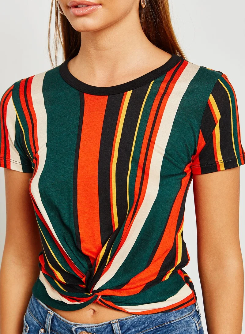 FOREVER 21 Striped Twist Front T-shirt