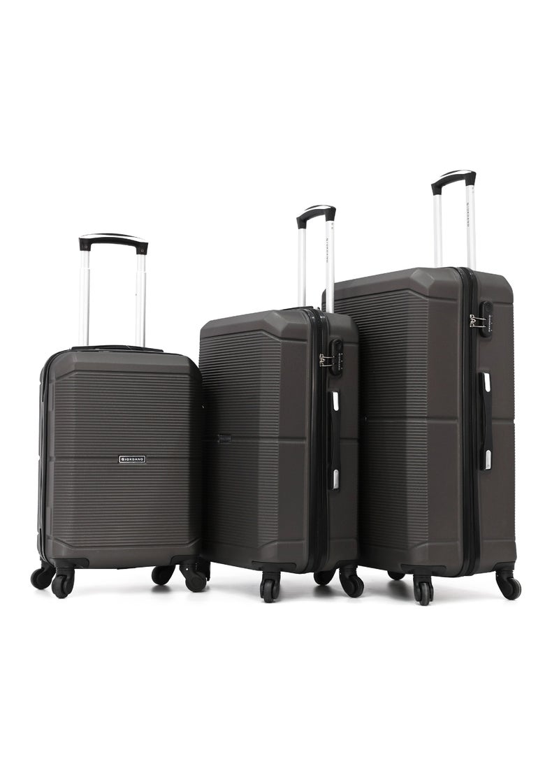 GIORDANO Giordano ABS Hardside Luggage Trolley Bag 3-Piece Set – Grey – 20"/24"/28"  - Image 1