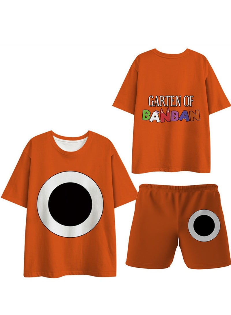 Cartoon class's garden 3D digital printing personalized breathable T-shirt shorts set - Image 2