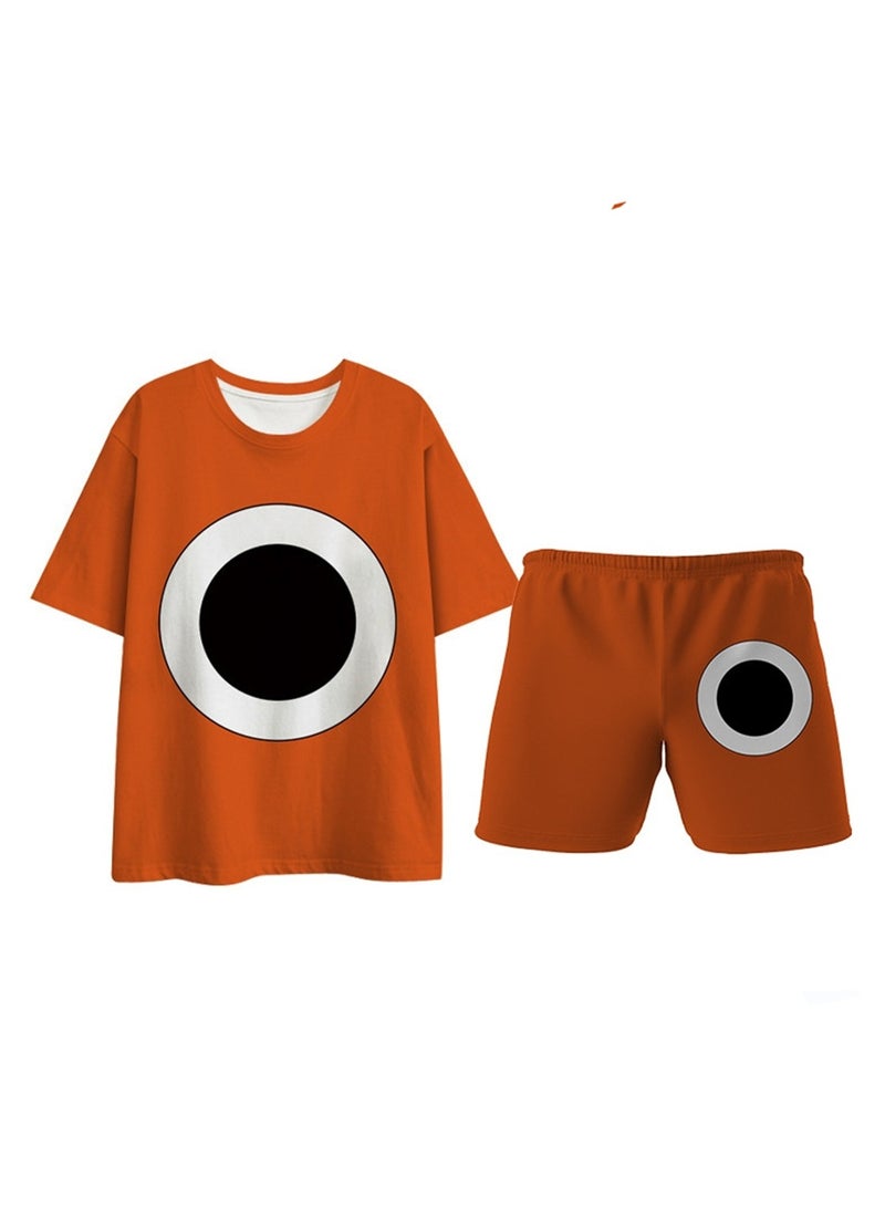 Cartoon class's garden 3D digital printing personalized breathable T-shirt shorts set - Image 1