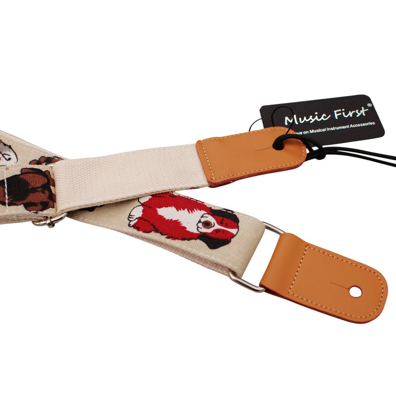 MUSIC FIRST Original Design â€œMR DOGâ€ Soft Canvas & Genuine Leather Ukulele Strap Ukulele Shoulder Strap - Image 5
