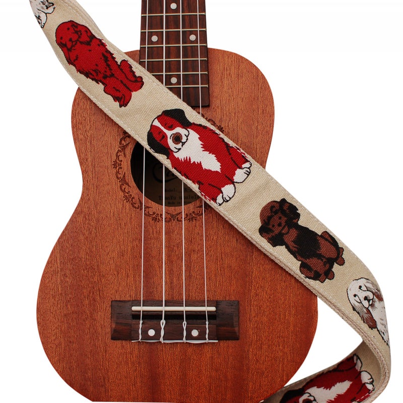 MUSIC FIRST Original Design â€œMR DOGâ€ Soft Canvas & Genuine Leather Ukulele Strap Ukulele Shoulder Strap - Image 2