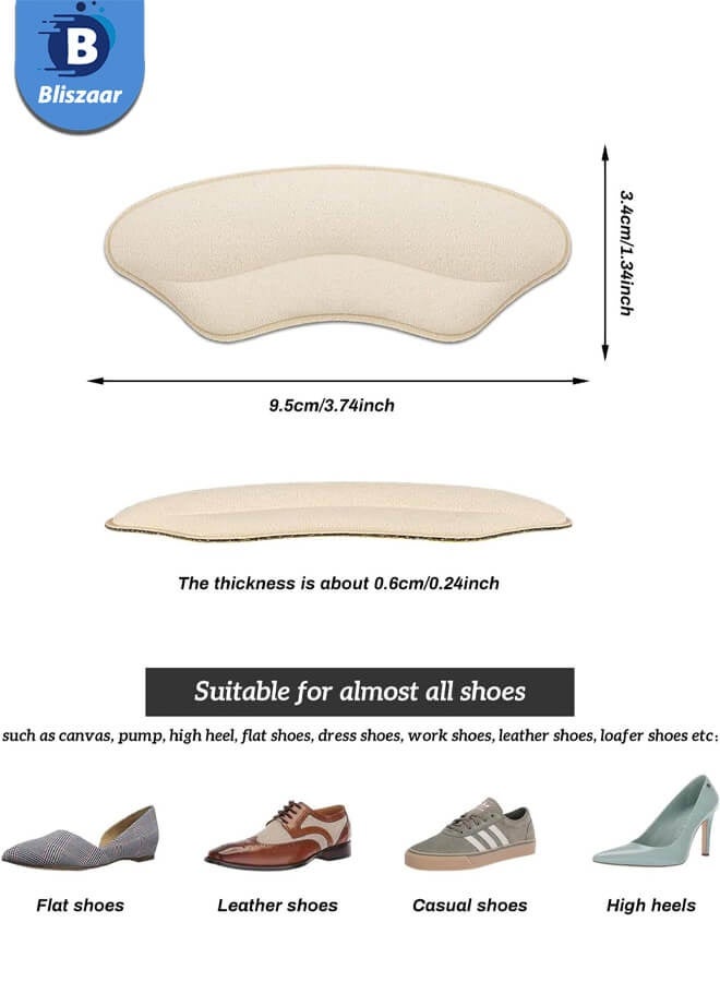 Bliszaar Heel Grips Liner Cushions Inserts for Loose Shoes, Heel Pads Snugs for Shoe Too Big Men Women, Filler Improved Shoe Fit and Comfort, Stop Heel Slip and Blister (4 Pairs) (Pale Apricot+Black) - Image 2