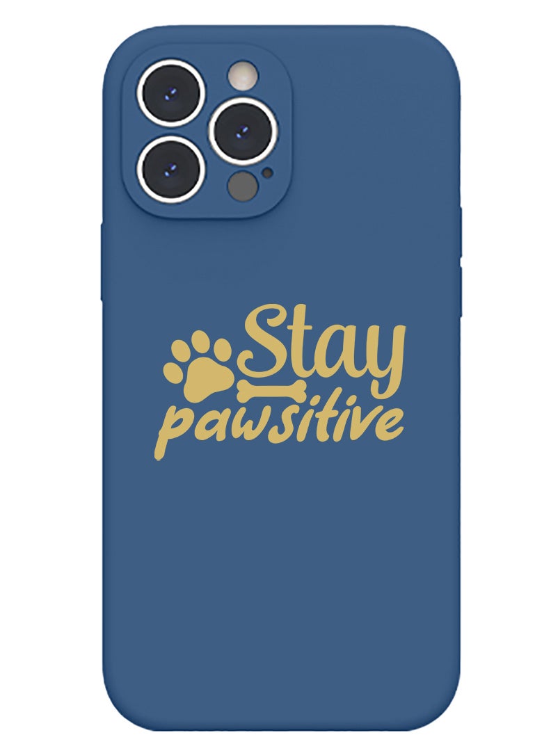 Theodor Protective Slim Fit Case Liquid Silicone Cover with Full Body Protection Anti-Scratch Shockproof Case For iPhone 15 Pro Max Blue  - Stay positive make it happen - Image 1