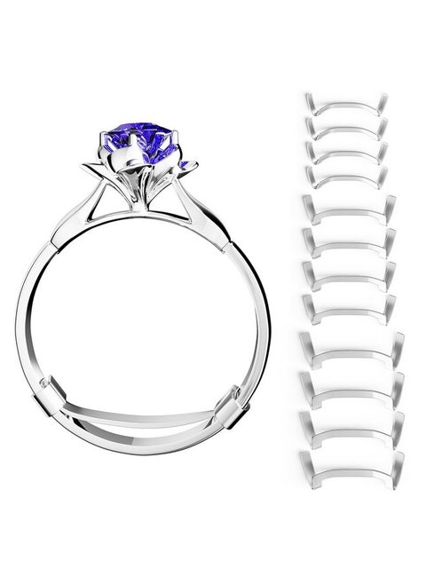 Filled Metal Ring Guard Set For Loose Rings,12 Pack 3 Sizes For Different Band Widths,Invisible Ring Size Adjuster Tightener Spacer Fitter For Any Ring Size, Silver Color