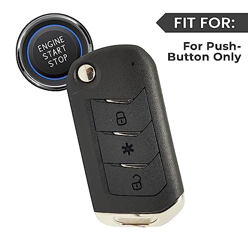Keyzone Dual Leather Key Cover for Thar, Scorpio, Bolero, XUV700, XUV400, XUV300, TUV300, Marazzo 3 Button flip Key (Push Button Start Models only) (Black-Brown) - Image 2