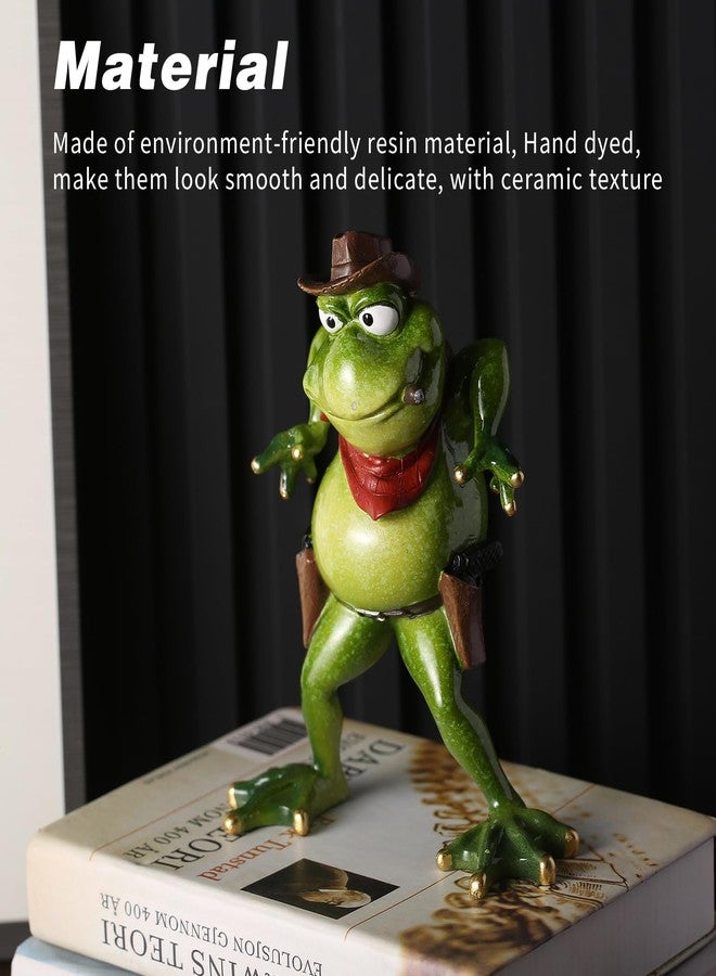 qumHmup Frog Figurines Ornaments -Cowboy Resin Frog Statues-Adorable Frog Sculpture Perfect for Home Decor or Gift - Image 4