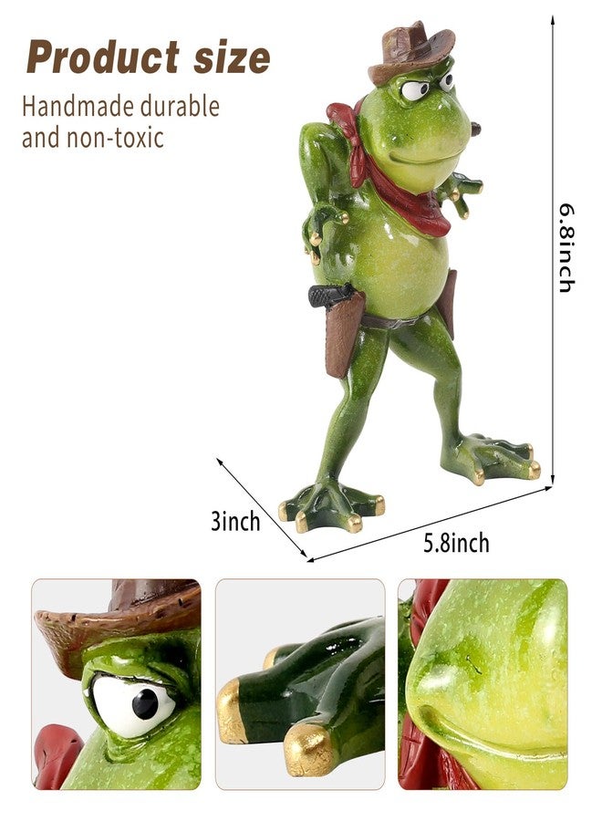 qumHmup Frog Figurines Ornaments -Cowboy Resin Frog Statues-Adorable Frog Sculpture Perfect for Home Decor or Gift - Image 2