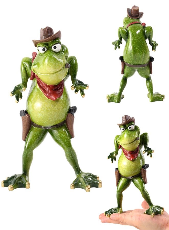 qumHmup Frog Figurines Ornaments -Cowboy Resin Frog Statues-Adorable Frog Sculpture Perfect for Home Decor or Gift - Image 3