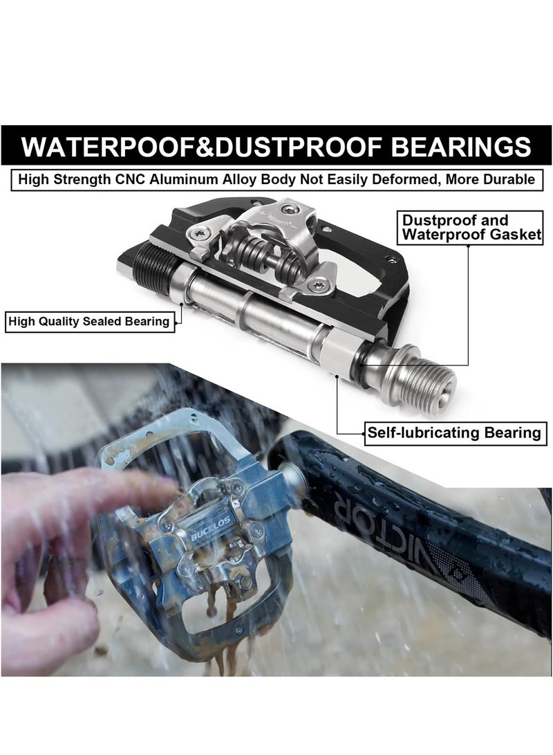 سيوسي دواسات SPD للدراجات الجبلية MTB بمشبك بدواسات مزدوجة الجوانب - دواسة دراجة على الطريق مسطحة وبدون مشبك محكمة الغلق متوافقة مع مرابط Shimano SPD (9/16 بوصة) - Image 4