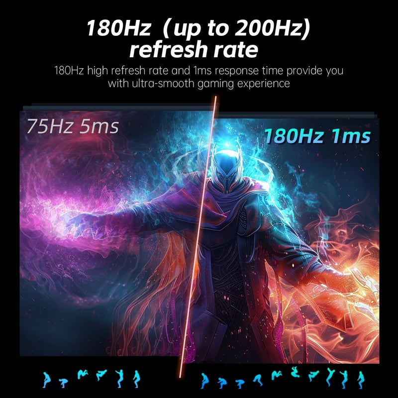 KTC 24.5'' Gaming Monitor, FHD 1080P 180Hz (Up to 200Hz) Fast IPS 128% sRGB Computer Monitor, HDR10, Adaptive Sync, Eye Care PC Gamer Monitor, HDMIx2, DP, VESA Mountable, Tilt Adjustable, H25T7 - Image 2