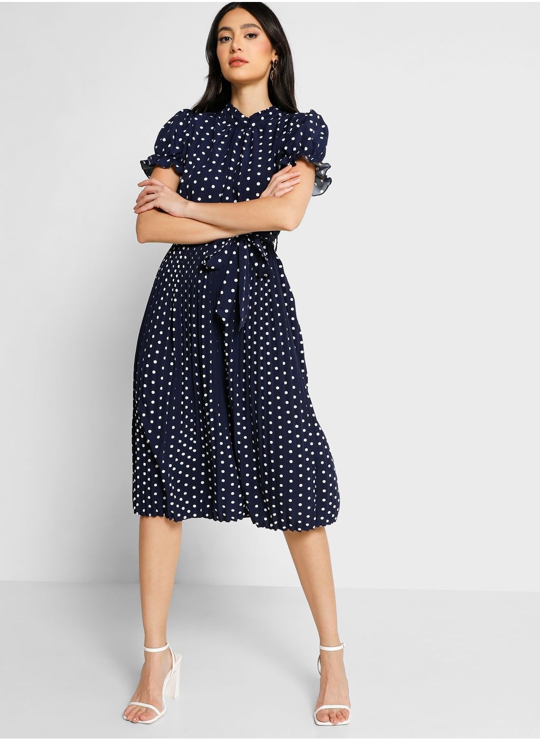 High Neck Pleat Detail Fit & Flare Dress - https://f.nooncdn.com/p/pzsku/Z56F13795511654606426Z/45/_/1698935737/5a273c05-c0e2-43dd-8c4b-f98bba7c4274.jpg?format=jpg&width=original