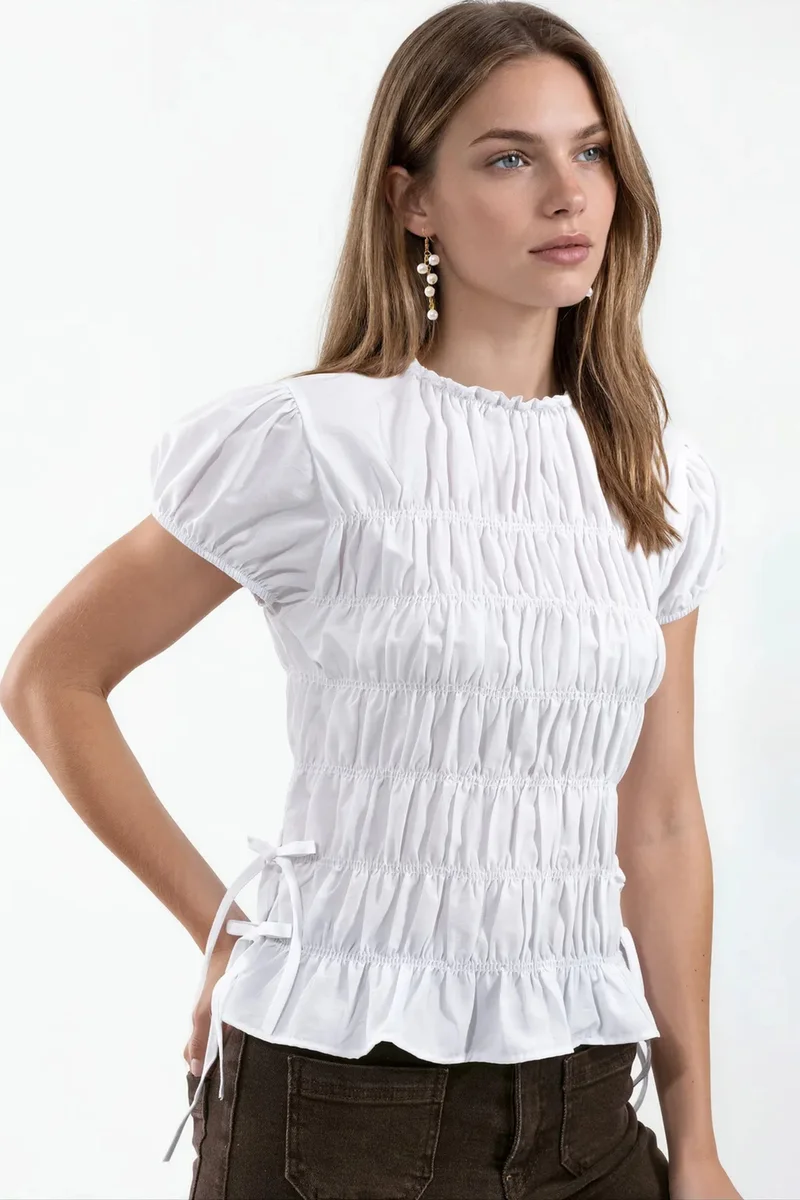 BUSEM Shirred Poplin Blouse