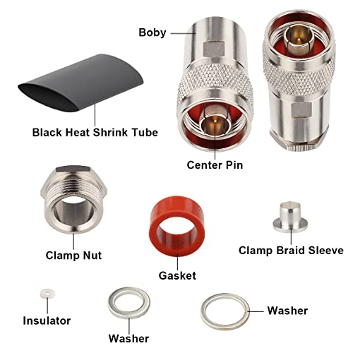 XRDS -RF N Male Connectors Clamp Plug Attach Adapter 50 ohm Rf Coaxial Connector for LMR400 /KMR400 Cable Belden 9913 RG8 Cable Pack of 2 Pieces - Image 5