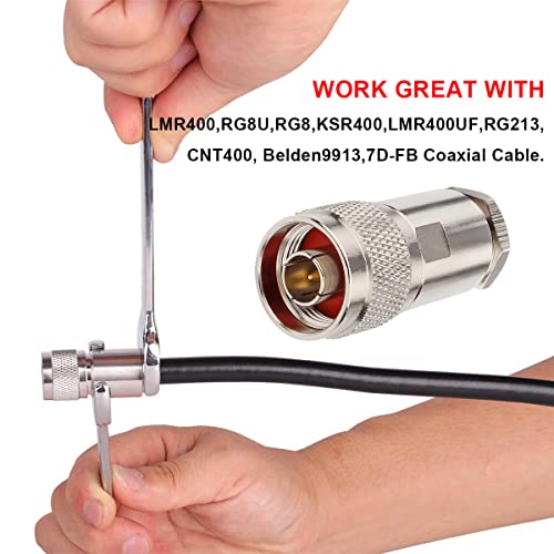 XRDS -RF N Male Connectors Clamp Plug Attach Adapter 50 ohm Rf Coaxial Connector for LMR400 /KMR400 Cable Belden 9913 RG8 Cable Pack of 2 Pieces - Image 4