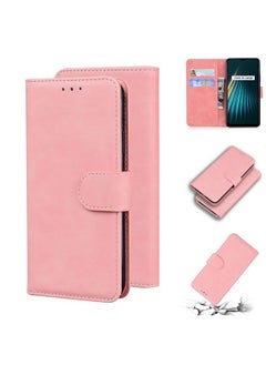 HuHa Case Cover For Realme 5/5S/6i/5i/Narzo 10/Narzo 10A Skin Feel Pure Color Flip Leather Phone Case Pink 
