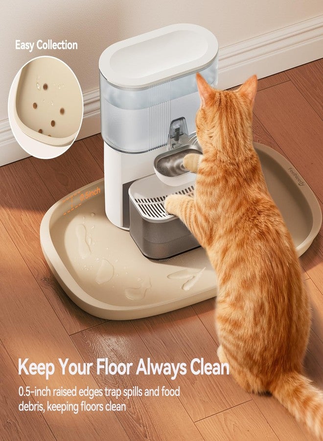 FEELNEEDY Silicone Cat & Dog Food Mat Waterproof, High Raised Edges for Leakage Protection, Dog Mat for Food and Water, Non-Slip Drip Tray, Easy Clean 18 * 12 * 0.5 inches Feeding Pad (Small, Beige) - Image 4