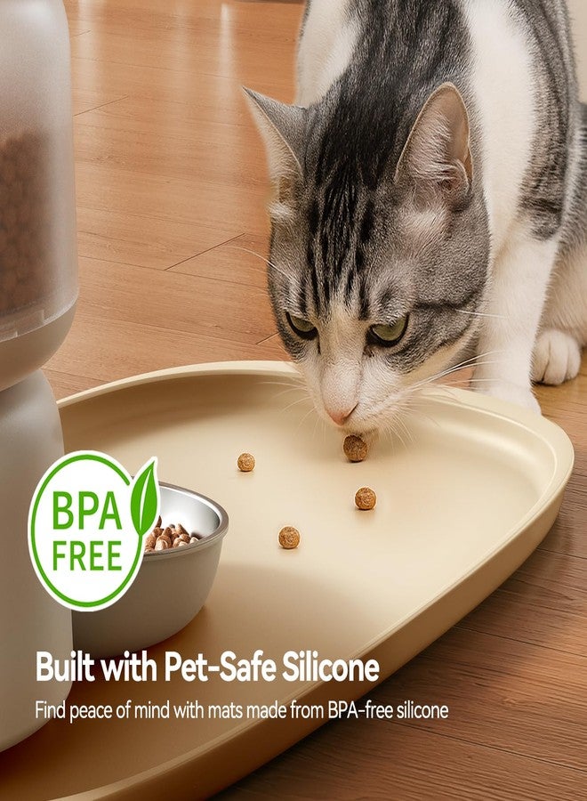 FEELNEEDY Silicone Cat & Dog Food Mat Waterproof, High Raised Edges for Leakage Protection, Dog Mat for Food and Water, Non-Slip Drip Tray, Easy Clean 18 * 12 * 0.5 inches Feeding Pad (Small, Beige) - Image 2
