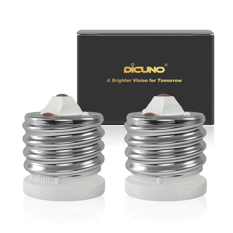DiCUNO E39 to E26 Socket Converter, Ceramic Mogul E39 to Standard Medium E26 Light Bulb Adapter, Maximum 660W and 200℃ Heat-Resistant, UL-Listed Mogul Base Adapter, Porcelain Socket Reducer, 2-Pack - Image 1