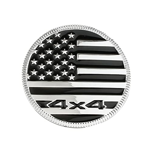 HHLOU USA Flag Style,4×4 Lettering Emblem Car Metal Badge Compatible with Jeep Wrangler Cherokee and Various Cars (4×4 Silver+Black) - Image 1