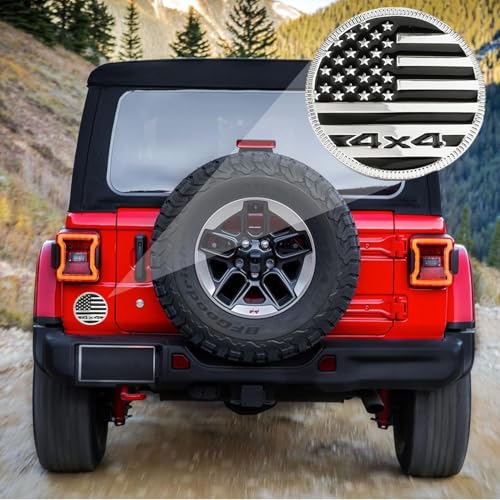 HHLOU USA Flag Style,4×4 Lettering Emblem Car Metal Badge Compatible with Jeep Wrangler Cherokee and Various Cars (4×4 Silver+Black) - Image 4