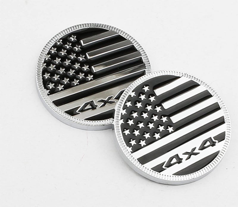 HHLOU USA Flag Style,4×4 Lettering Emblem Car Metal Badge Compatible with Jeep Wrangler Cherokee and Various Cars (4×4 Silver+Black) - Image 3