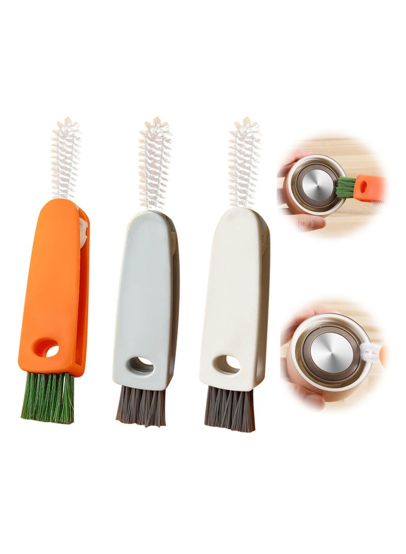 KASTWAVE Small Bottle Lid Detail Brush, 3 in 1 Multifunctional Kitchen Mini Mug Glass Lid Cleaning Brush, Straw Cleaning Tool Water Bottle Cleaning Crevice Brush, Baby Bottle Cup Cleaning Tool (3 Pack)  - Image 1