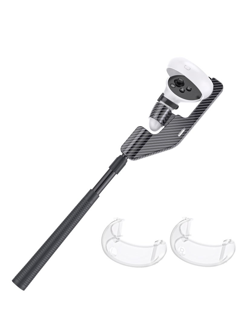 SOLARAE VR Golf Club Extension for Oculus Quest 2 VR Golf Club Adapter Grip Accessory with 2 Controller Caps Bonus Carbon Fiber Golf Club Attached to Enhance Immersive VR Gaming Experience - Image 1
