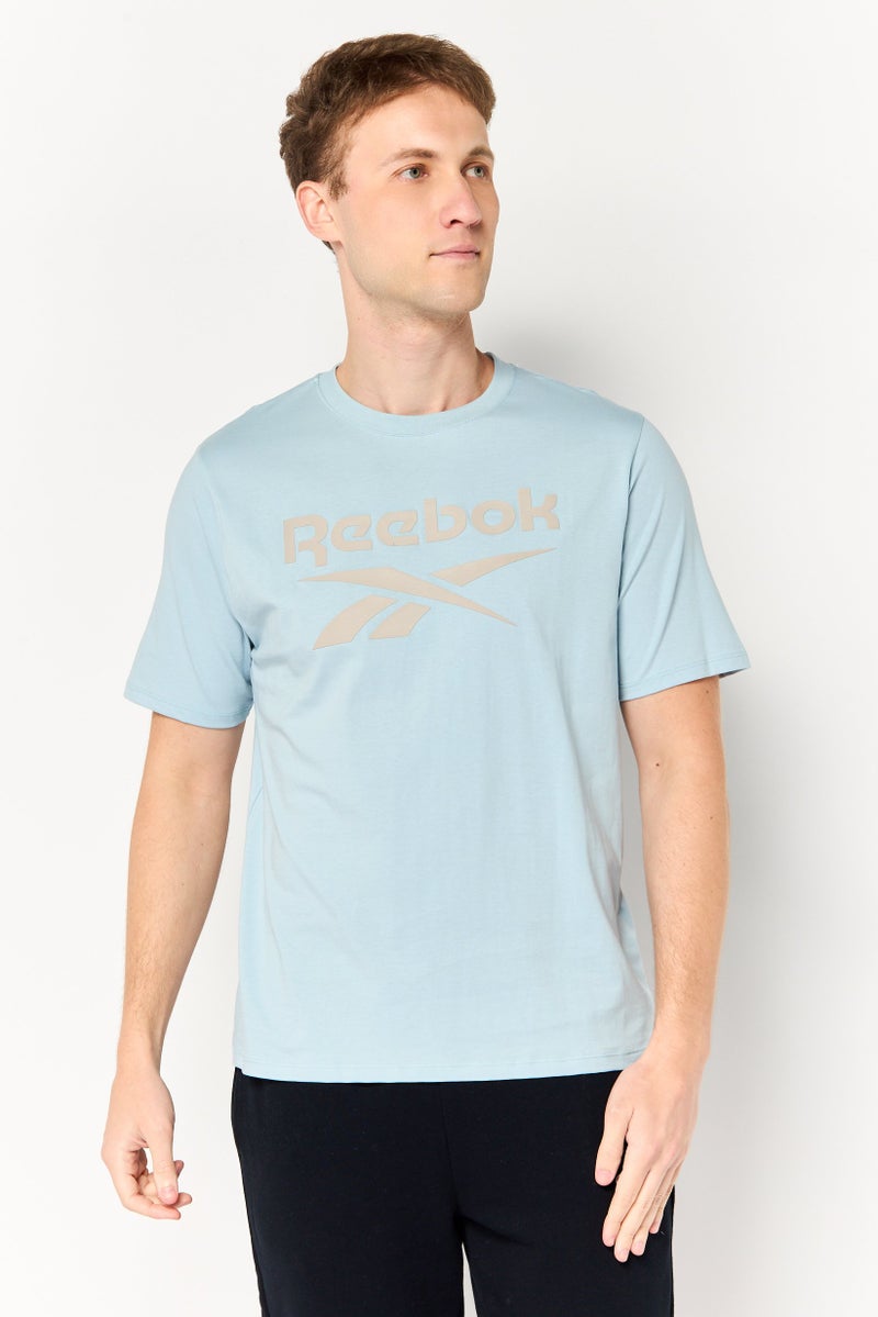 Reebok Men Sportswear Fit Short Sleeve Training T-Shirt, Light Blue - Image 1