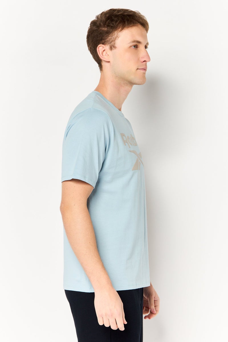 Reebok Men Sportswear Fit Short Sleeve Training T-Shirt, Light Blue - Image 3