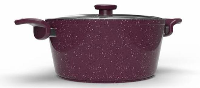 توب شيف وعاء من الجرانيت مع غطاء زجاجي - Image 1