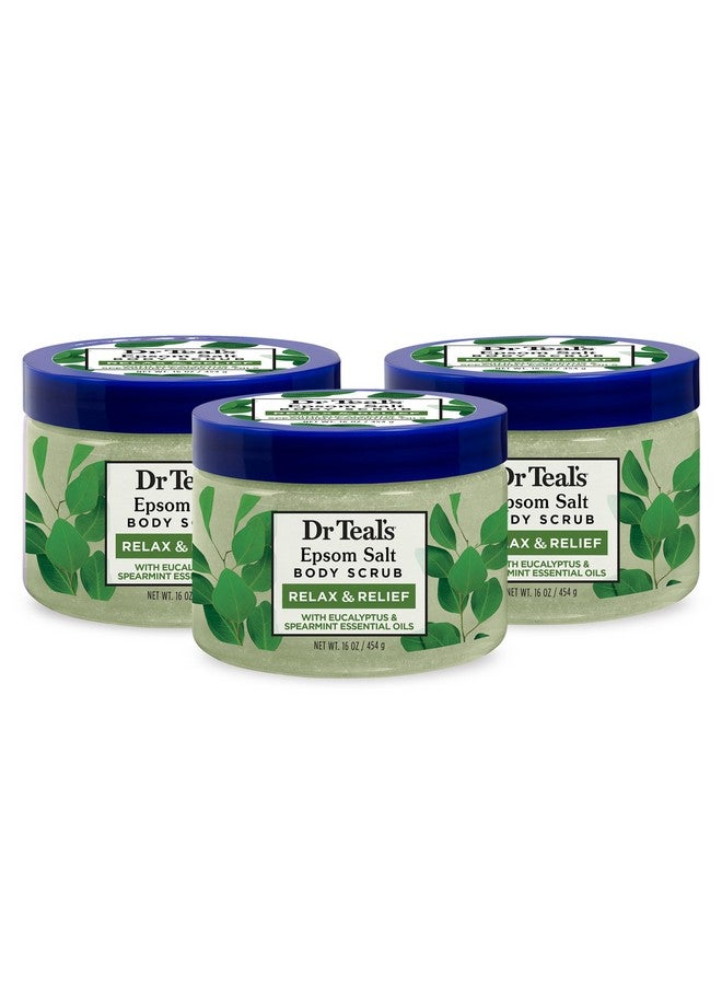 Dr Teal's Dr Teal's Pure Epsom Salt Body Scrub, Relax & Relief with Eucalyptus & Spearmint Essential Oils, 16 oz (Pack of 3)  - Image 1
