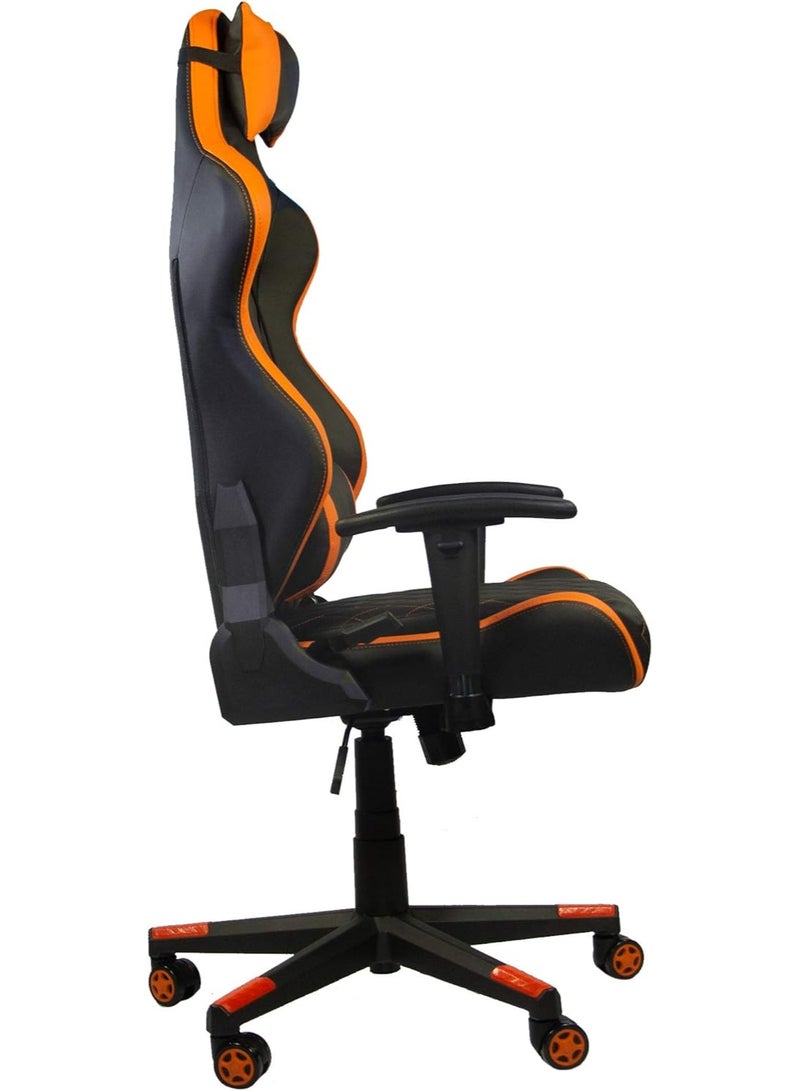 Ergonomic Reclining Gaming Chair – Orange Grid Design – Faux Leather Seat with Alloy Steel Frame – Comfortable Swivel Gamer Chair