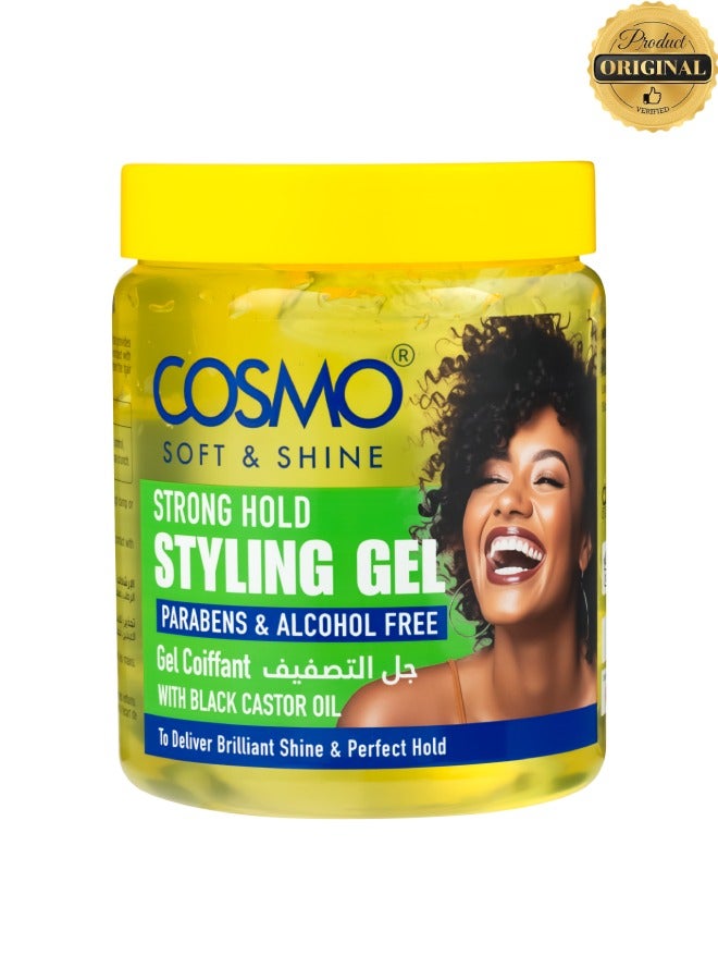 COSMO 2 Pieces Soft And Shine Strong Hold Styling Gel Parabens And Alcohol Free Gel Coiffant With Black Castor Oil  - Image 2