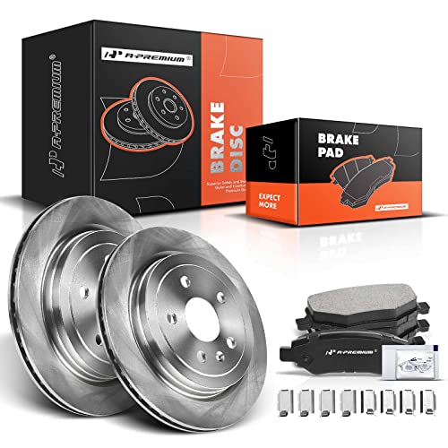 A-Premium 12.4 inch(315 mm) Rear Vented Disc Brake Rotors + Ceramic Pads Kit Compatible with Select Cadillac and Chevrolet Models - CTS 2008 2009 2010 2011 2013 2013 2014, Camaro 2010-2015, 6-PC Set - Image 1