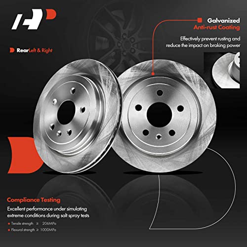 A-Premium 12.4 inch(315 mm) Rear Vented Disc Brake Rotors + Ceramic Pads Kit Compatible with Select Cadillac and Chevrolet Models - CTS 2008 2009 2010 2011 2013 2013 2014, Camaro 2010-2015, 6-PC Set - Image 4